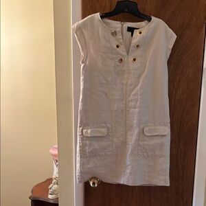 Beige/gold Dress with Gold Button Accents